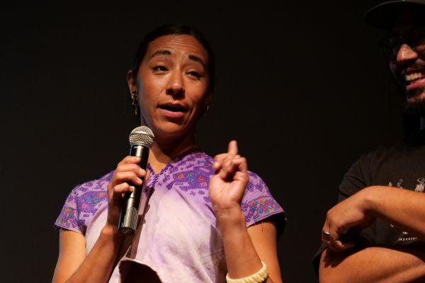 Dani Reyes-Acosta keynoting at a mountain film festival